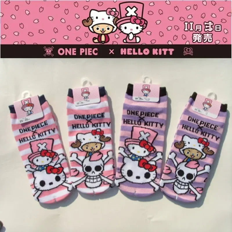 

HelloKittys женские носки милые Мультяшные аниме хлопковые Мультяшные носки полосатые с неглубоким ртом носки-лодочки подарок на день рождения для детей