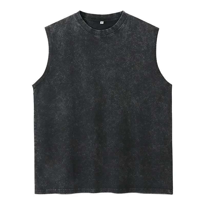Summer 230g Men's Retro Heavyweight Cotton Oversized Sleeveless Vest Personalized Design Custom Print Logo Top