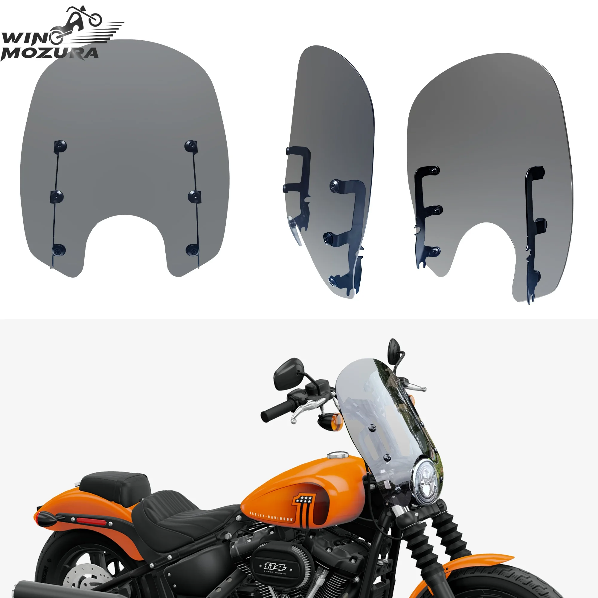 Pare-brise avant de moto, Protection contre le vent pour Harley FXDB FXBB FXBBS Dyna Standard FXST Low Rider FXLR FXCW Rocker