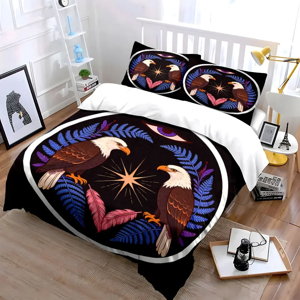 Eagle Artwork Wall Decor Set Soft Comfortable Duvet Cover Bedding Set Included 1*Duvet Cover & 2*Pillowcases, gift
