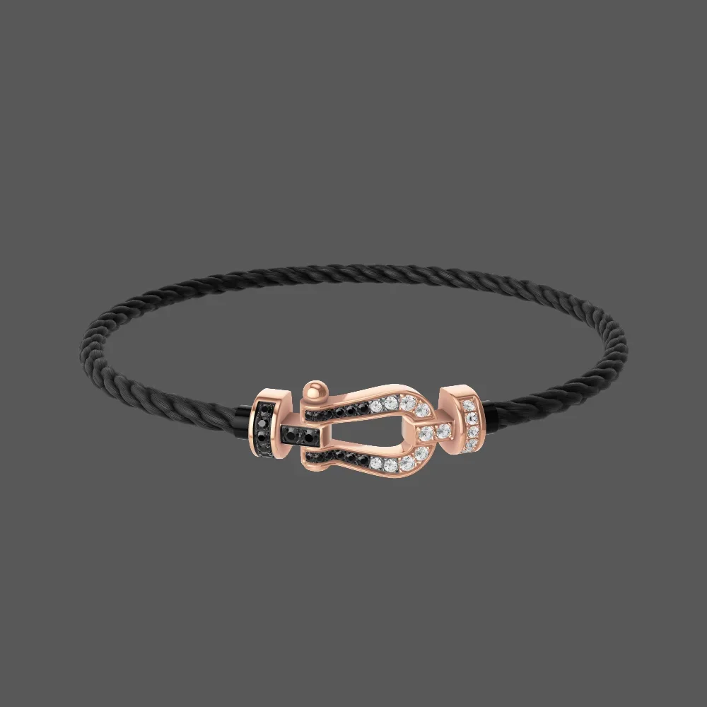 2025 Pulseira em forma de ferradura de alta qualidade, moderna e clássica, cheia de diamantes em cores, tamanho médio