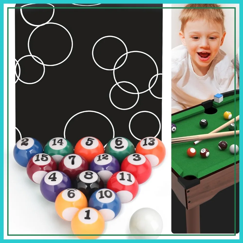 

0.98 Inch Mini Billiard Balls Set, 16PCS Pool Balls for Table Game, Indoor Outdoor Fun Toy Accessories