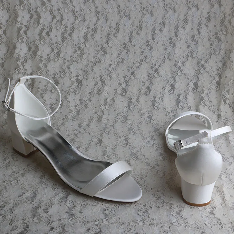Venus Lure Customized Heel Hot Selling Large Size Summer Sandal Shoes Wedding Ivory Satin Low Heel Sandals