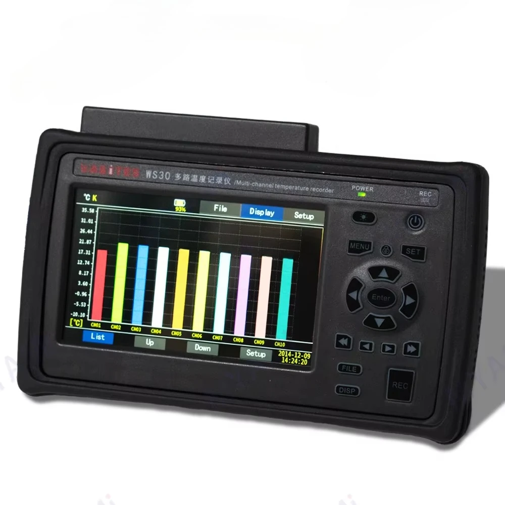 

WS30 10 Channels Temperature Measuring Device High Precision 3 Display Modes Temperature Data Record Logger Instruments