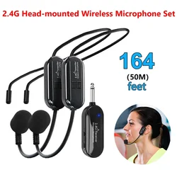 2.4G Head-mounted Wireless Lavalier Microphone Set Transmitter with Receiver for Amplifier Voice Speaker Teaching Tour Guide