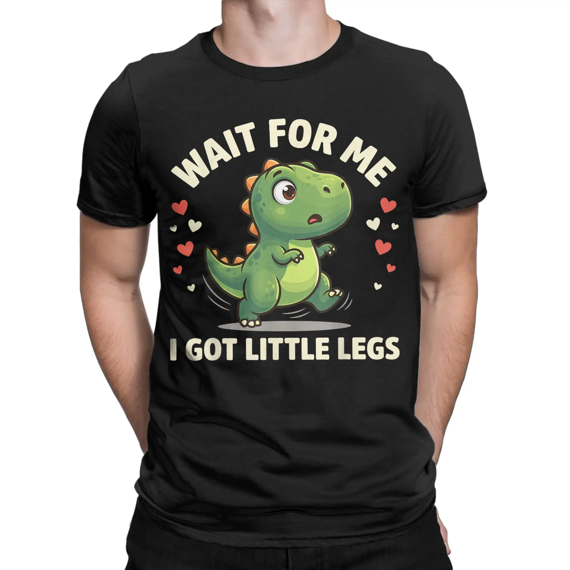 Men's Wait for Me I Got Little Legs Cute T Rex Dinosaur T Shirt  Cotton Clothes Novelty Short Sleeve Round Neck Tee Shirt
