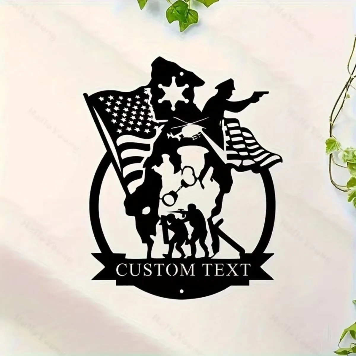 CIFbuy Rustic Military & Police Silhouette Personalized Metal Sign, Custom Home Wall Art for Soldiers Veterans Outdoor Decor