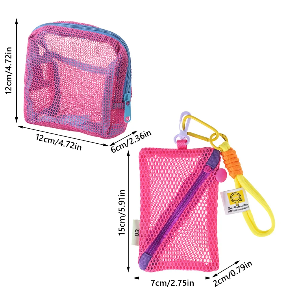 Durable Dopamine Color Storage Bag Large Capacity Candy Color Mesh Cosmetic Bag Toiletry Coin Purse
