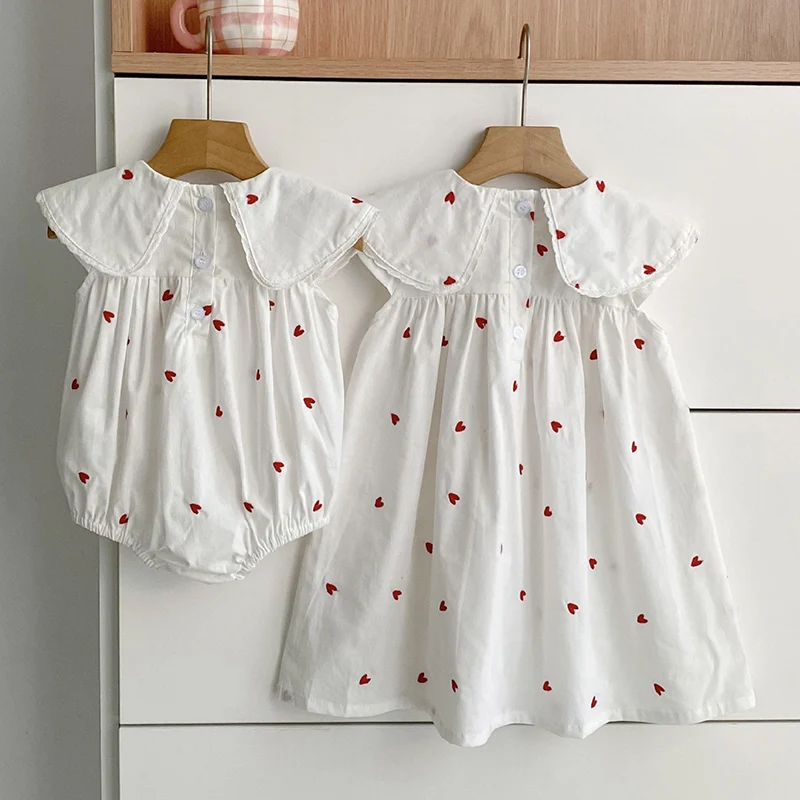 2026 New Summer Sister Clothing 2-6Yrs Baby Girl Party Dress Sleeveless Cotton Embroidery Infant Baby Romper Kids Princess Dress