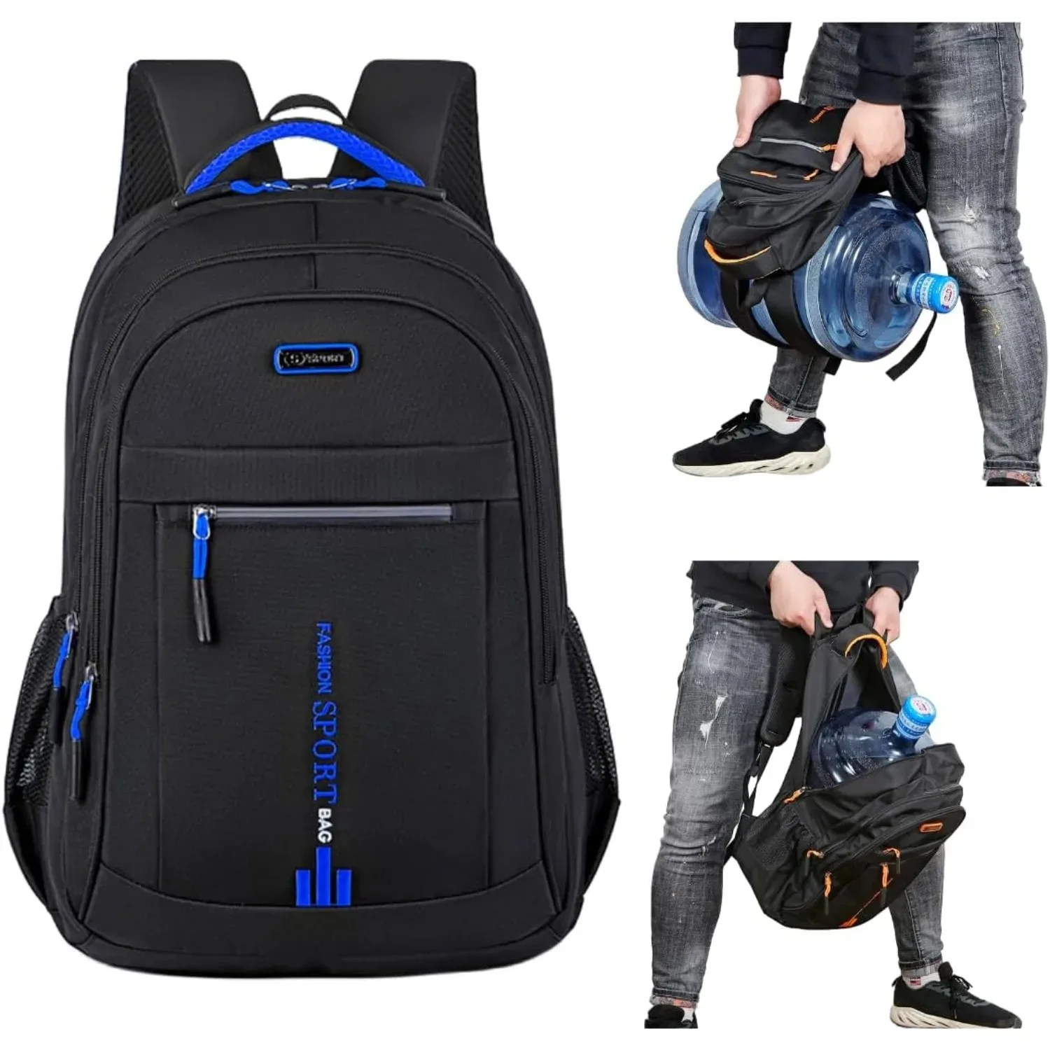 Mochila para Notebook de 15,6 Polegadas com Três Compartimentos Grandes, Alta Capacidade de Carga, Suporta 45lbs, Ideal para Viagens Diárias e Transporte de Laptop