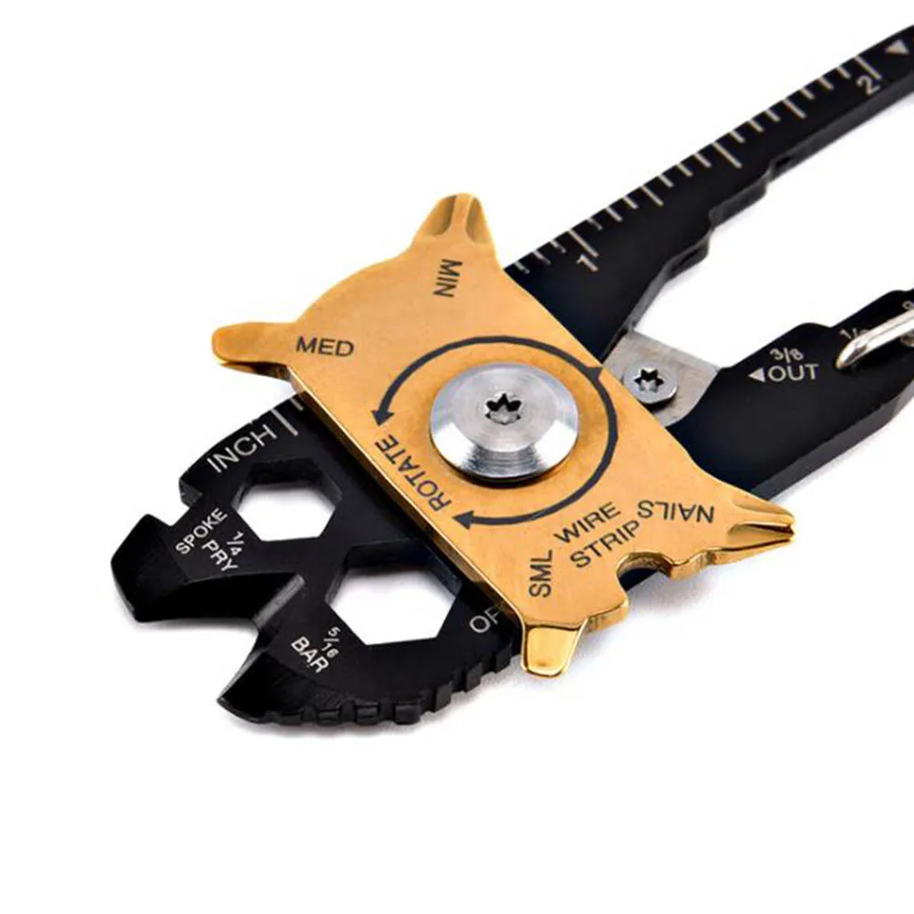 

Multifunctional Tool Keychain Bottle Opener Camping Survival Gear Outdoor Mini Wrench Gift Key Friends Family Black