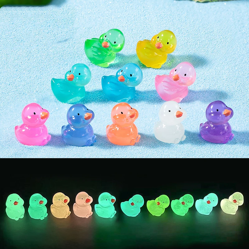 10Pcs Glow In The Dark Cute Animals Duck Mushroom Micro Landscape Figure Ornaments Home Garden Statue Flower Potted Decoration