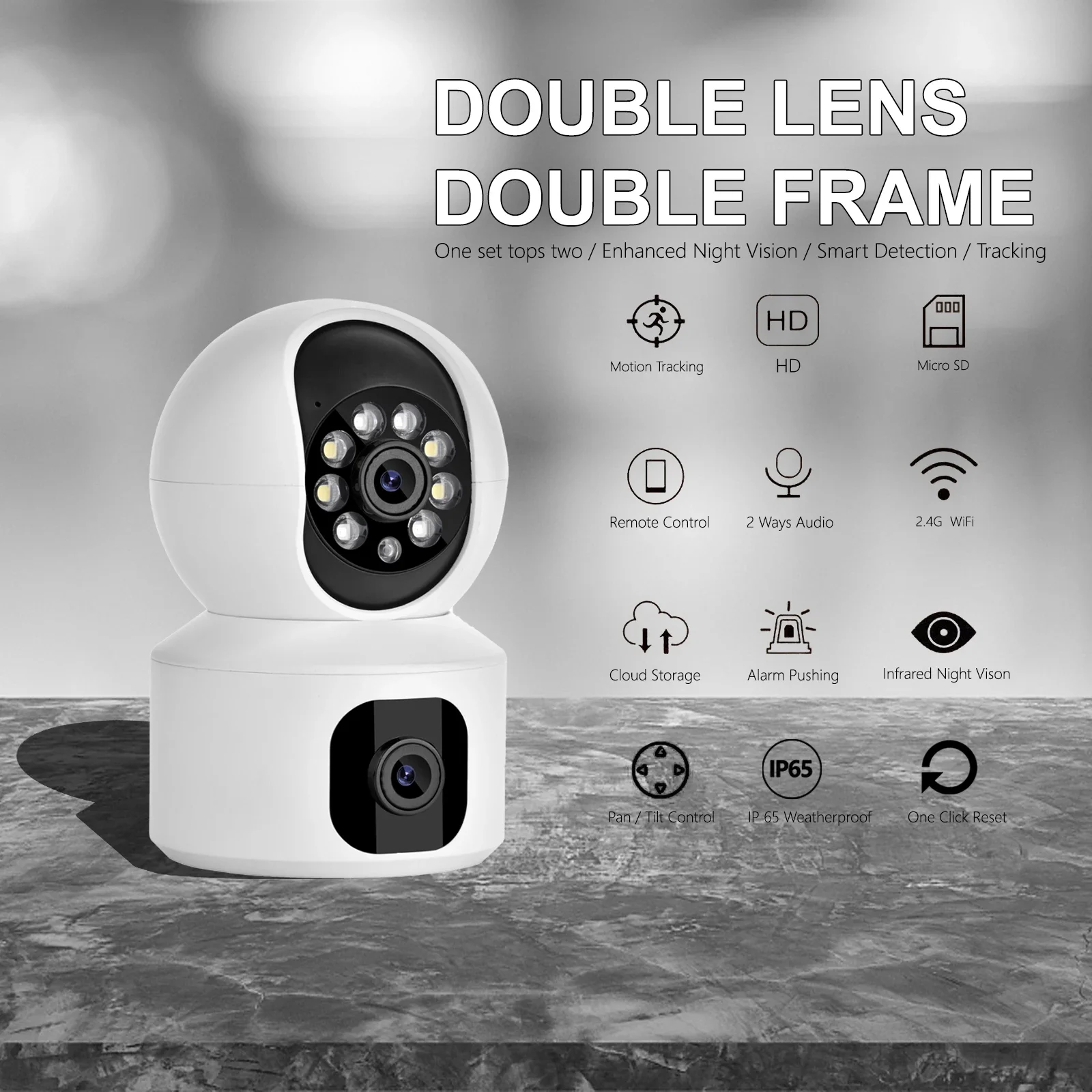 

1920 * 2160p pixel dual lens night vision mobile phone remote wireless indoor high-definition intelligent monitoring camera