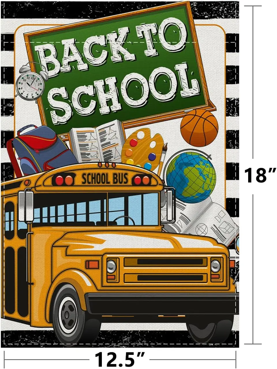 Linen Welcome Back To School Garden Flag 12x18 Inch Double Sided First Day of School 1st Day of School Decorations and Suppl yyi