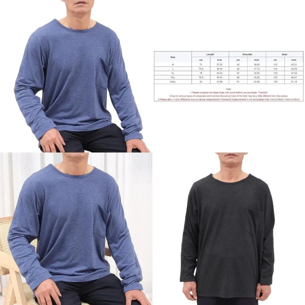 

652F Shoulder Surgeries Recovery Shirt Tear Away Long Sleeve Chemo Port Access Shirt Full Open Dialysis Chemo Clothing