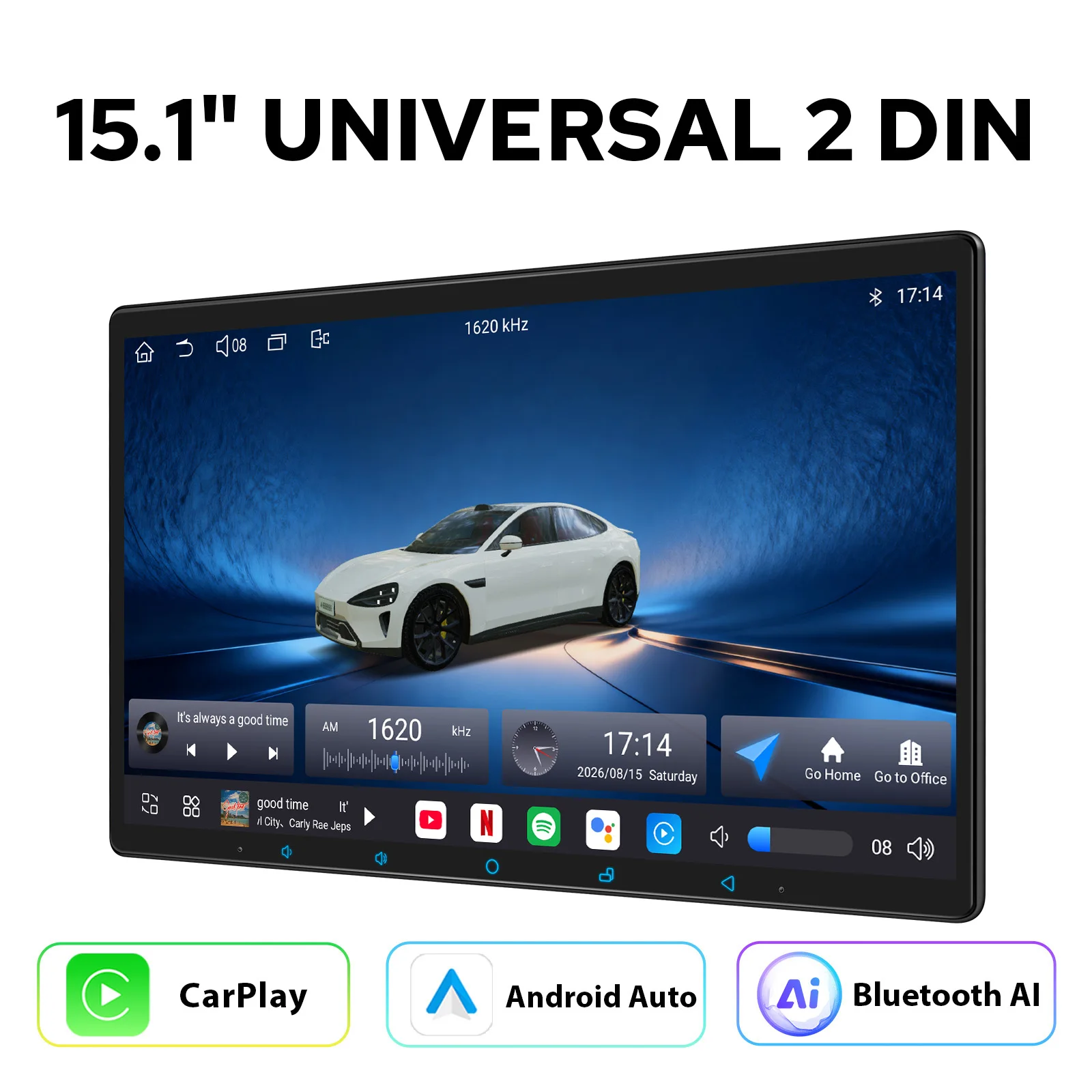 JOYING 15.1 Inch 8G 128G 1920*1080 Double 2 Din Car Radio Stereo Multimedia Player Head Unit With Android Auto Carplay HDMI Out