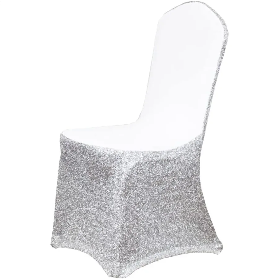 

Эластичный спандекс с блестками, блестящий металлический чехол на обеденный стул для свадьбы, банкета, вечеринки, блестящий Sier