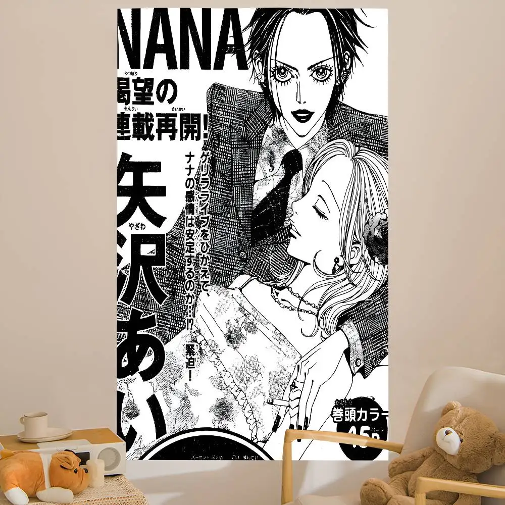 Anime N-NANA Shoujo Manga Anime Tapestry Hanging Tarot Hippie Wall Rugs Dorm Home Decor