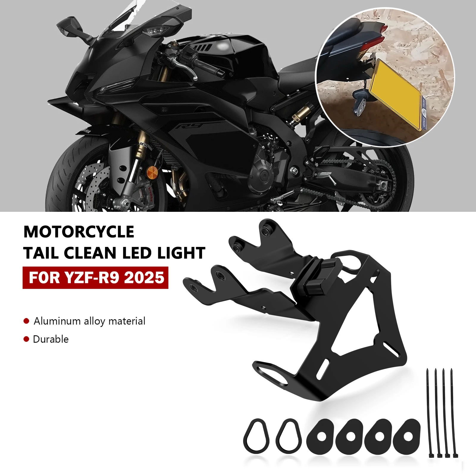 For Motorcycle Accessories Rear Fender Registration Bracket License Plate Holder Frame Tail Tidy YZFR9 2025 R9 2025 YZF-R9