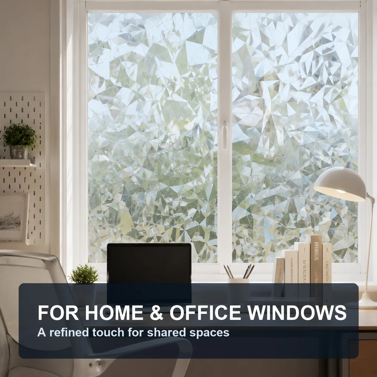 Crystal Geometric Pattern Privacy Window Film Roll Static Cling Removable UV Block Sun Block for Home Office Door Window