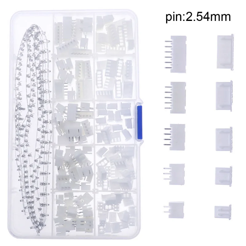 350pcs XH2.54 2p 3p 4p 5p 6pin 2.54mm Pitch Terminal Kit Housing Pin Header JST Connector Wire Connectors Assorted Kits