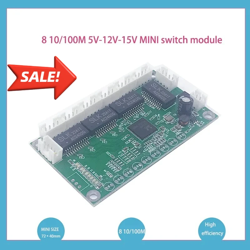 Unmanaged 8port 10/100M industrial Ethernet switch module  PCBA board OEM Auto-sensing Ports PCBA board OEM Motherboard