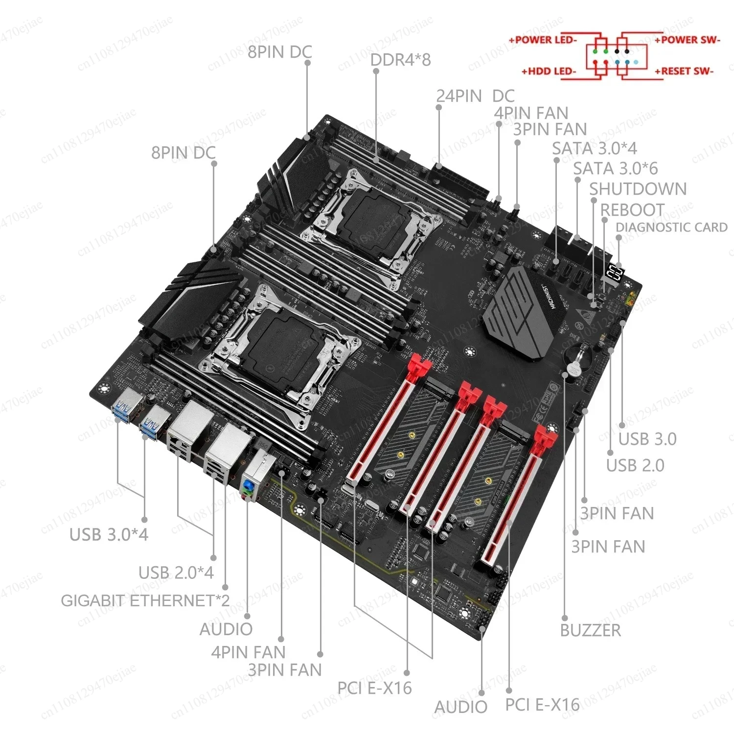 MACHINIST X99 D8 MAX Dual CPU Motherboard LGA2011-3 Combo Kit with Xeon E5 2683 V4, 128GB DDR4 RAM, NVMe M.2 SSD