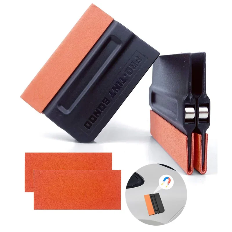 

2Pcs Magnetic Vinyl Wrapping Squeegee 4Inch Suede Felt Edge Tint Squeegee Car Window Film Scraper Decal Applicator for Stickers