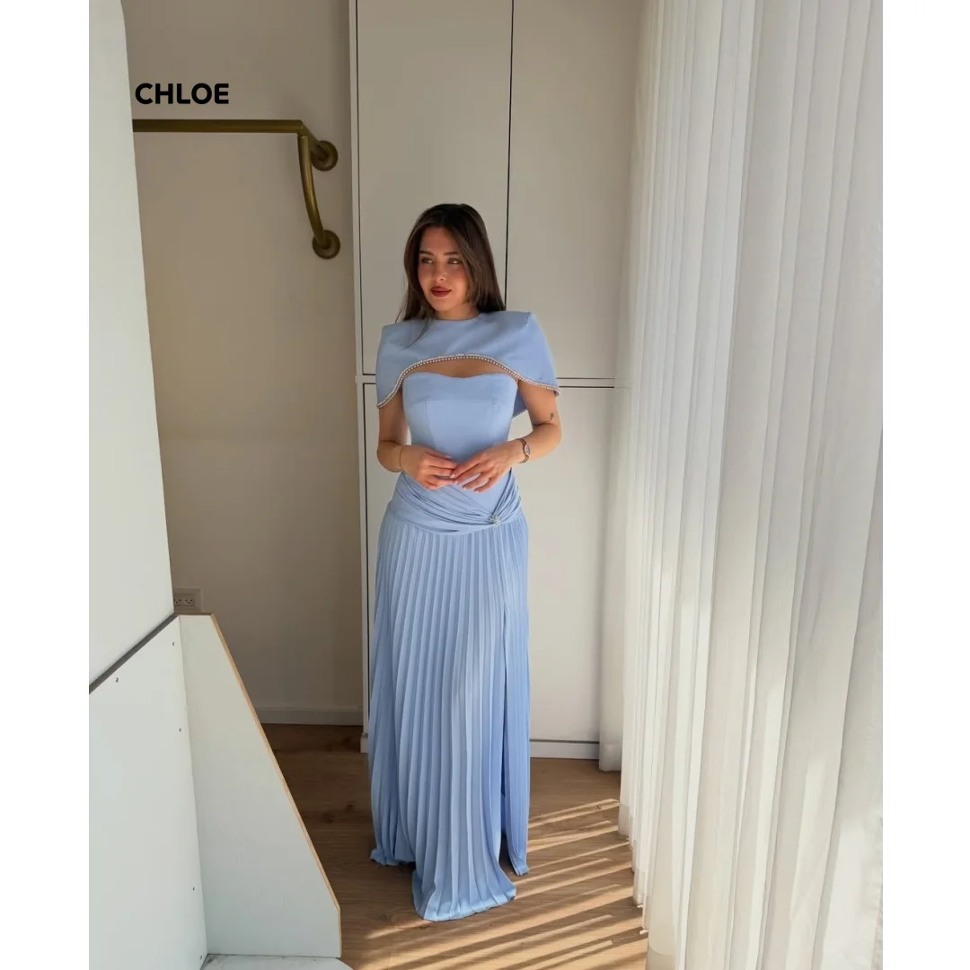 

Blue Elegant Evening Dresses for Woman Luxury Women's Evening Dresses for Special Occasions Line A Customized Sleeveless Shawl