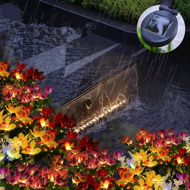 Orchid Lawn Lamps Solar Courtyard Party Wedding Decoration LED Dimulation Flower Light Villa Landscape Ground Lamp Outdoor Lamp