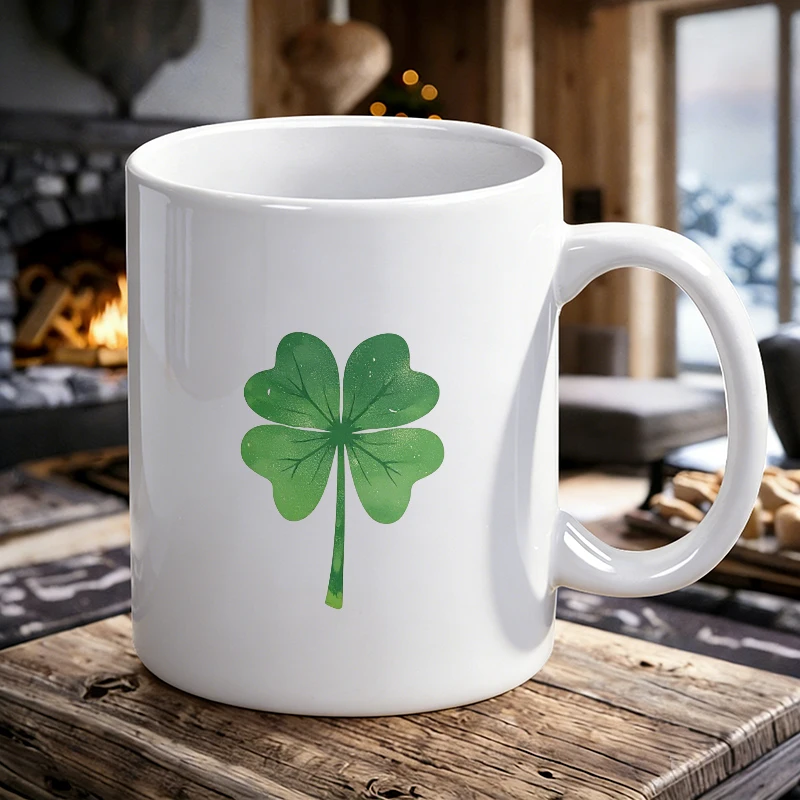 

Minimalist Lucky Four-Leaf Clover Ceramic Mug, Coffee Cup, Milk Cup, Office Tea Cup, Drinking Cup,Does Not Fade,Gift for Friends