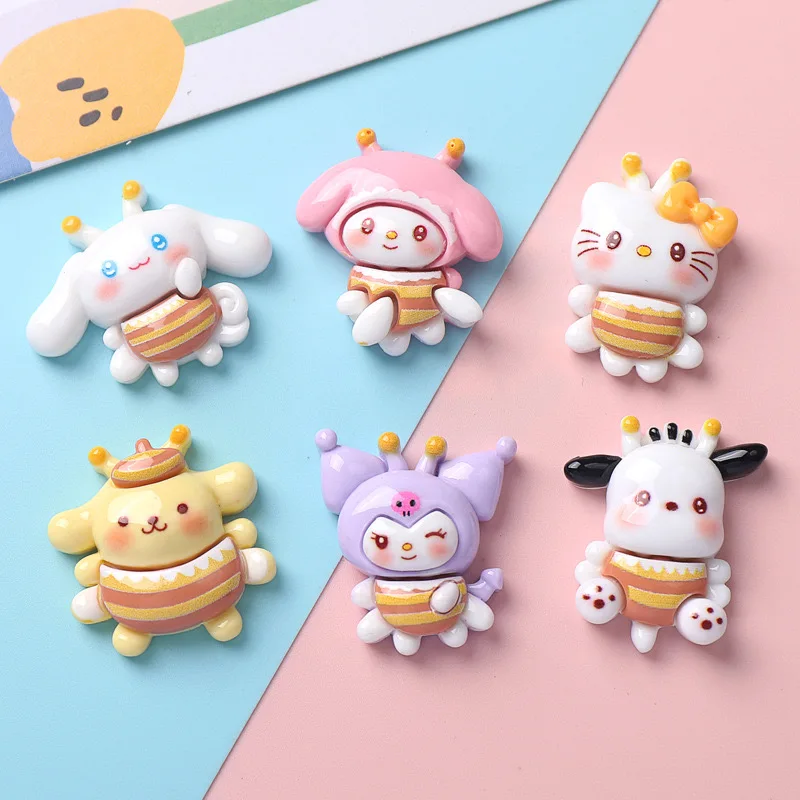 10 Baru Cute KT Cat Series Resinc artoon glossy bee Diy Perhiasan Jepit Rambut Aksesori Proses Dekorasi