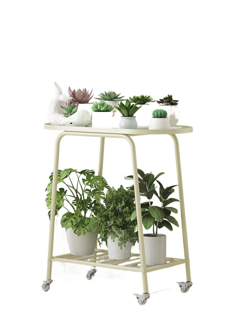

2024 new wrought iron flower rack with wheels living room floor-to-ceiling multi-layer succulent flower pot rack