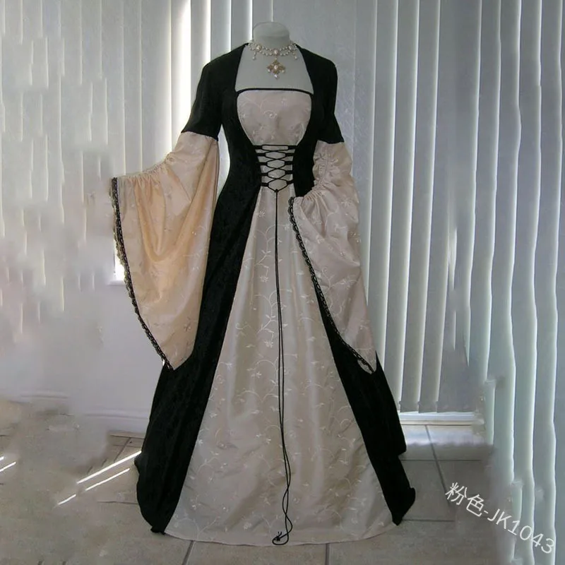 Cosplay Kostüm Retro langes Kleid mittelalter liche Farbe passenden Bund Renaissance langes Kleid