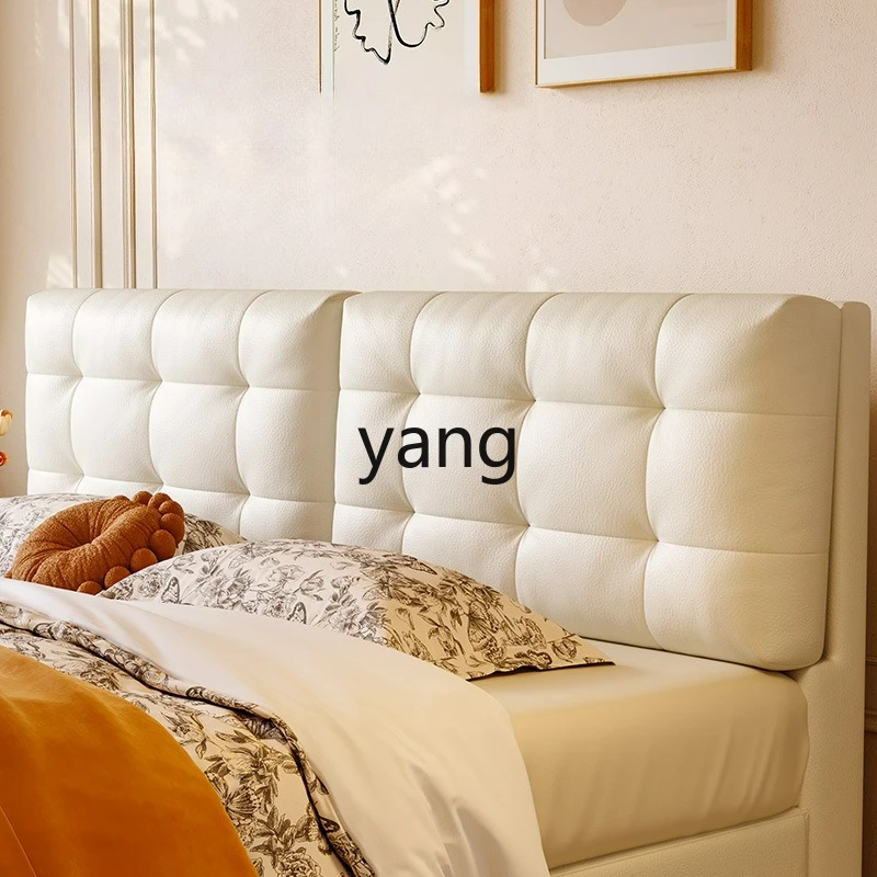 LTT French retro master bedroom with storage three pumping double bed multifunctional high box cloud leather bed