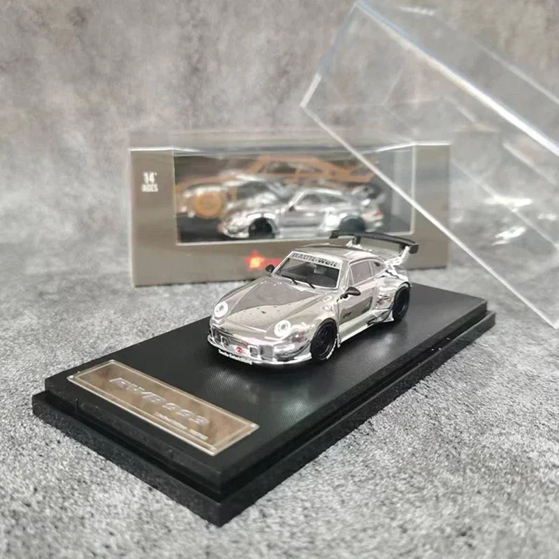 Star Model 1:64 Model Car RWB993 GT Wing Alloy Die-cast Vehicle- Chrome Silver Collection