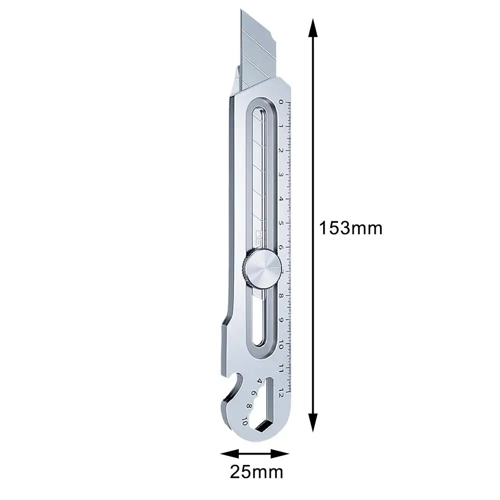 Cuchillo multifuncional de bolsillo 6 en 1, cortador de caja resistente de aleación de aluminio, 18MM/25MM, para cajas de cartón