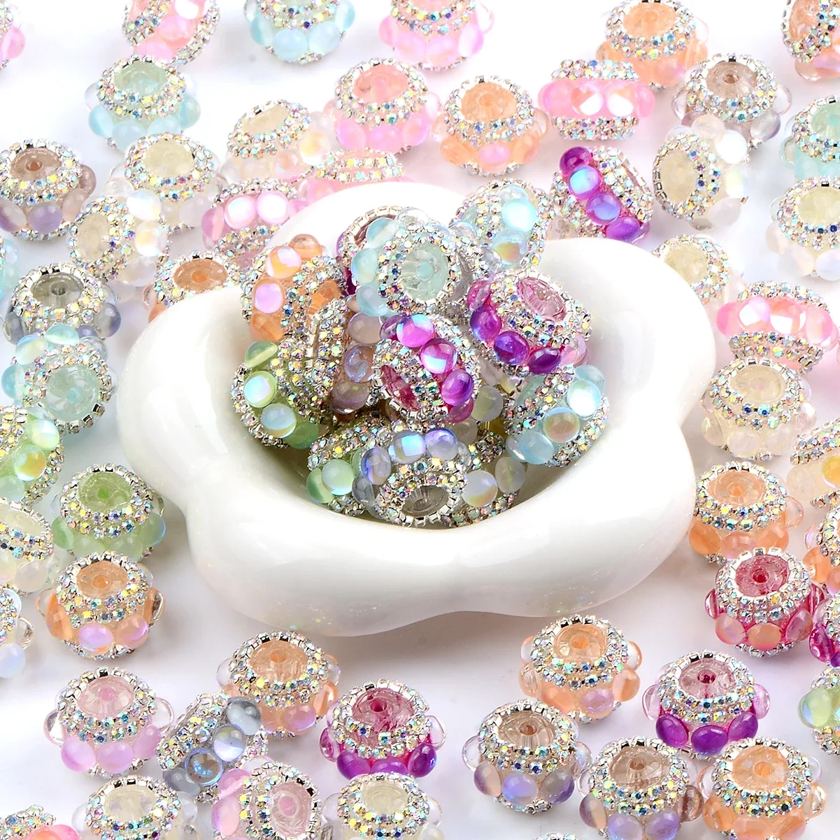 5pcs Hand paint Creative Water drop round acrylic beads for jewelry make charm DIY Bracelet Necklace Accessory Loose spaced bead