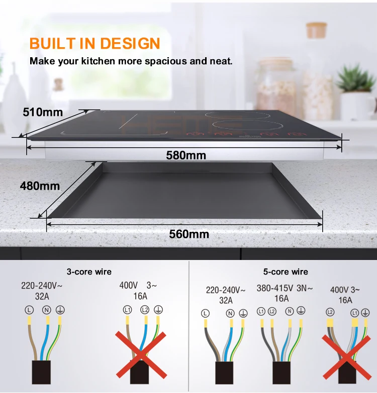 t 60cm Induction Hob Electric Cooktop Slider Control Black Glass Surface 4 Zones Keep Warm Feature