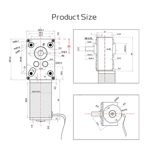 Imagen 2 del producto 5840-31ZY Motor de engranaje helicoidal DC 12V/24V 7RPM ~ 470RPM velocidad ajustable DC Motor de engranaje miniatura pequeño Motor alto par alta potencia 5,0