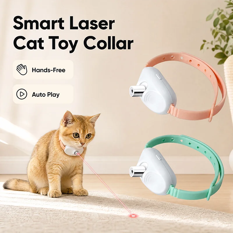 Laser Pointer Cat Toy Automatic - Smart LED Laser Cat Collar Toy,