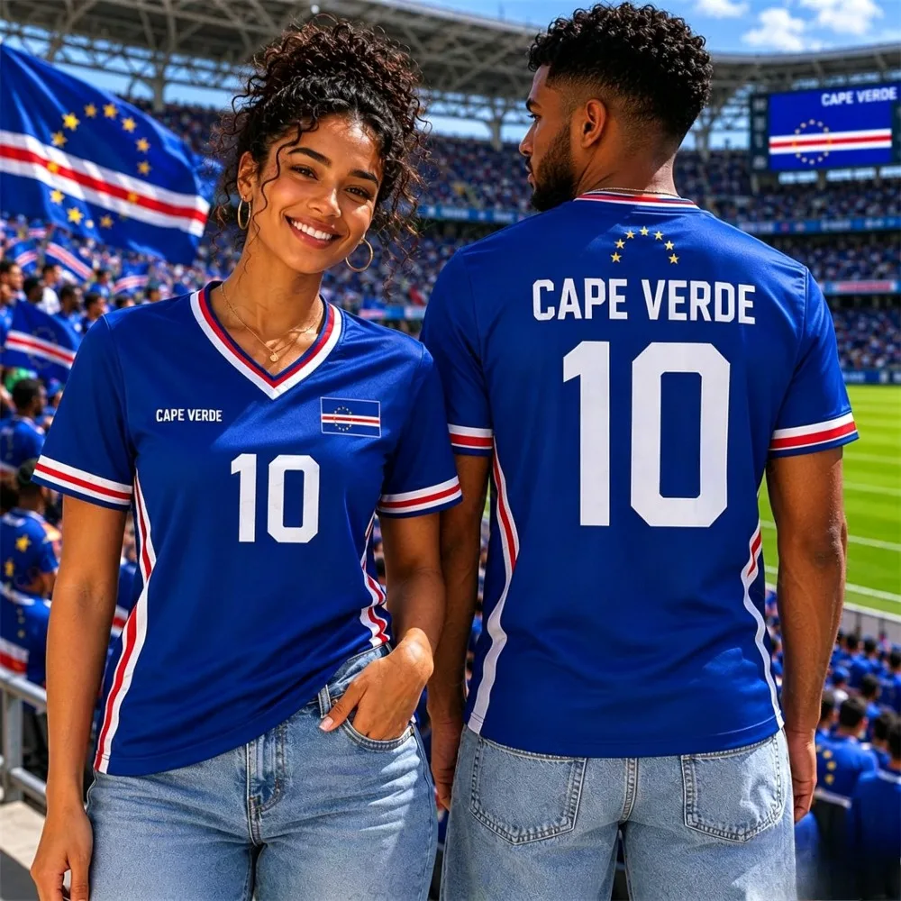 Cabo Verde Goalkeeper Football Jersey Soccer Shirt Top Loose Breathable Speed Drying Sportswear Top Men Women T-Shirt Summer