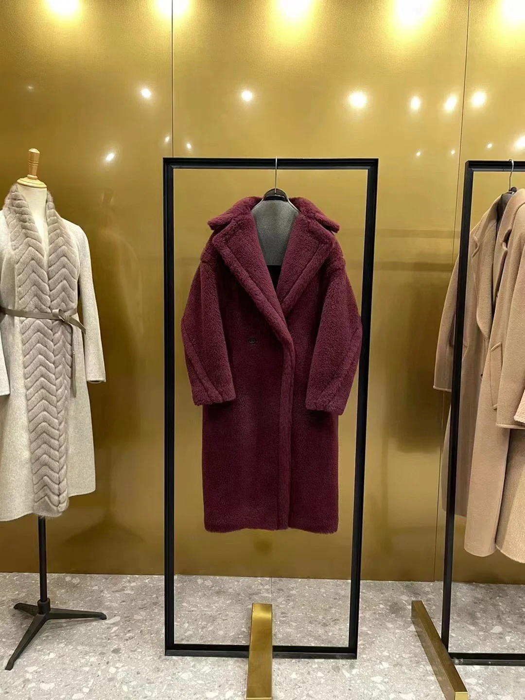 Wedding Party Coat Angola Red Cashmere Wool Trench Long coat customized order Paris Fashion Week CatWalk Style tailored order