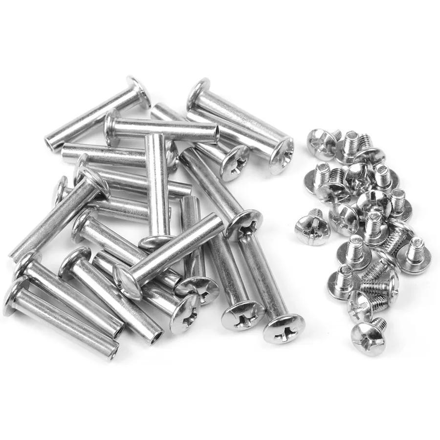 

M4 Binding Screw M4 x 20mm Nickel Plated Carbon Steel Cross Head Chicago Screw Binding Post Screw Kit for DIY Leather Decoratio