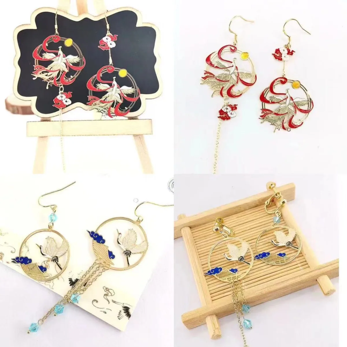 Ethnic Chinese Legendary Animal Earrings for Women Phoenix Crane Shaped Myth Story Fashion Jewelry Creative Ear Clip Gifts 2024