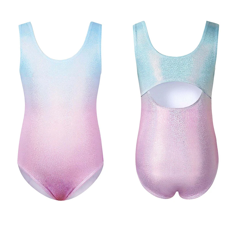 Girls Gymnastics Leotard With Puffy Skirt Dance Wear Bodysuits Leotards sleeveless Kids Girls Jumpsuit