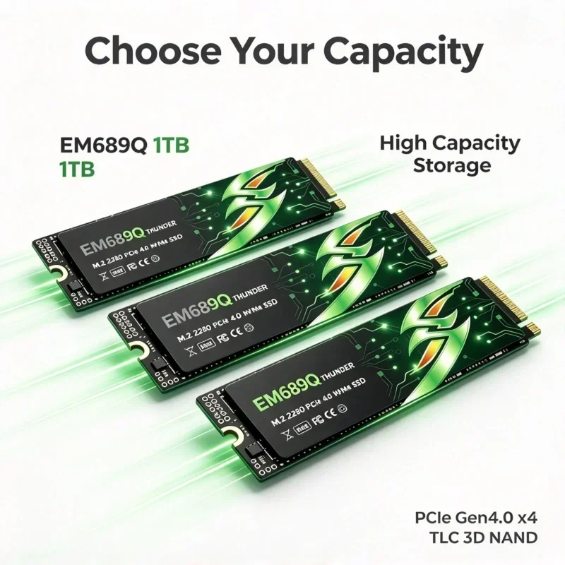 Original EM689Q PCIe3.0 M.2 NVMe SSD 1TB 2TB 4TB PS5 Gaming Internal Solid State Drive M2 2280 SSD for Content Creators