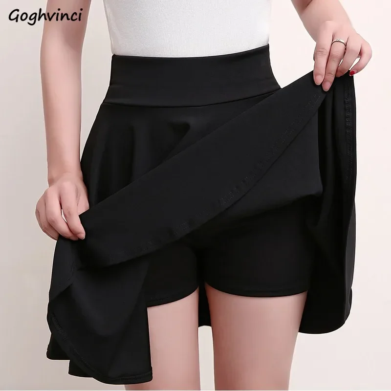 Mini Skirts Women A-line All-match Korean Fashion Casual Loose Fit Cozy Chic Streetwear Female Clothing Safety Summer Folds Ins