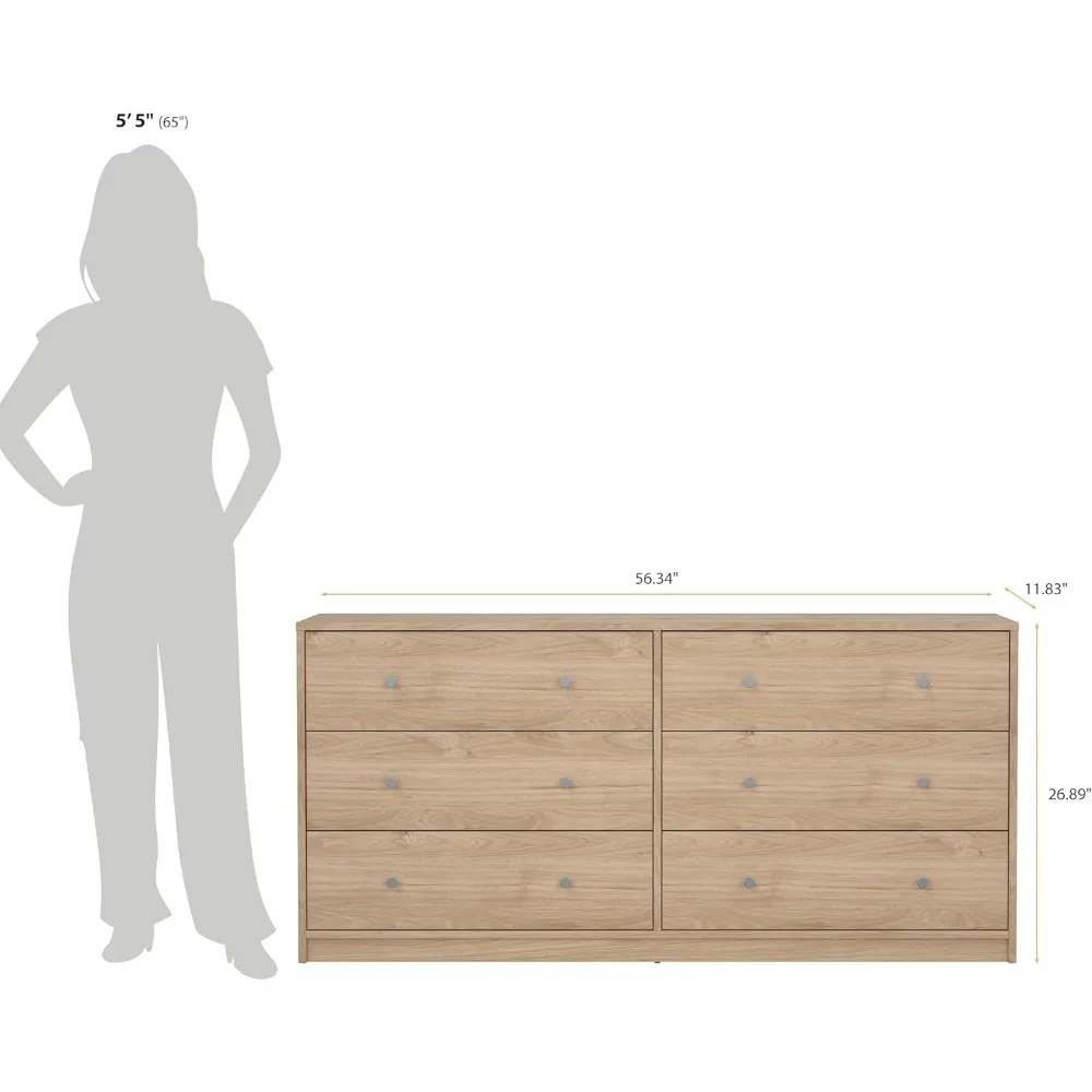 cômoda dupla com 6 gavetas em acabamento jackson nogueira