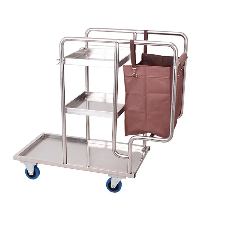 

Cleaning Car Cleaning Car Stainless Steel Multi-function Trolley Property Cleaning Tools Hotel Linen Cart